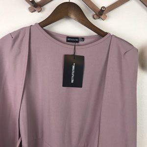 dusty pink cape style wrap midi dress